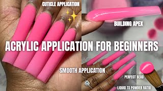 ACRYLIC APPLICATION FOR BEGINNERS | 101 📝 APEX STRUCTURE | CUTICLE APPLICATION | STEP BY STEP