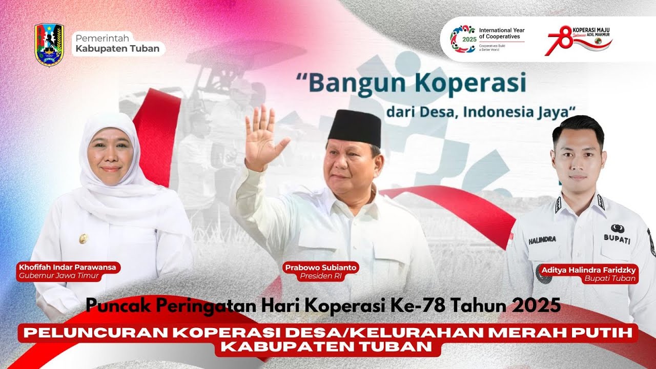 🔴 LIVE :  Peluncuran Koperasi Desa/Kelurahan Merah Putih di Kabupaten Tuban