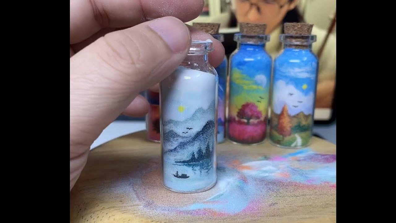 瓶子里的山水画，不过是用沙子堆出来的。｜sandart |sand painting |沙瓶画｜サンドぺインテイング｜
