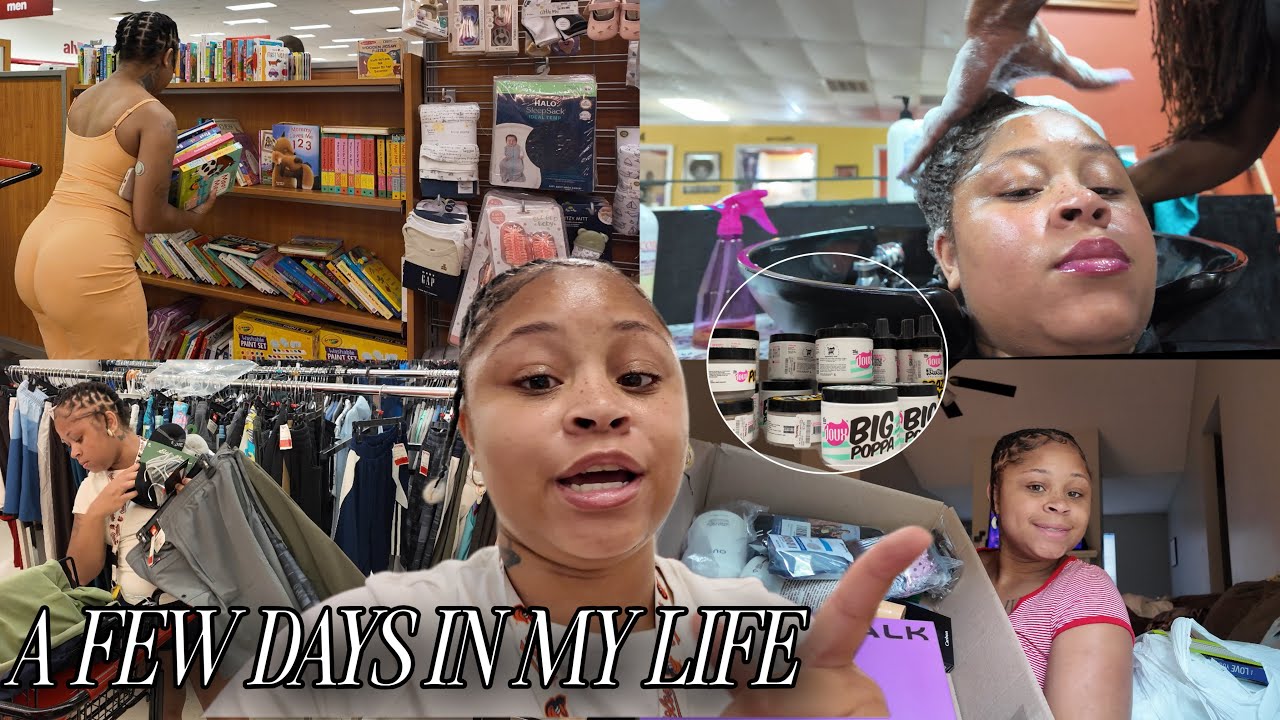 young mom vlog| new hair new me 𑣲⋆ + shopping for baby and my man + becoming a better mom + unboxing