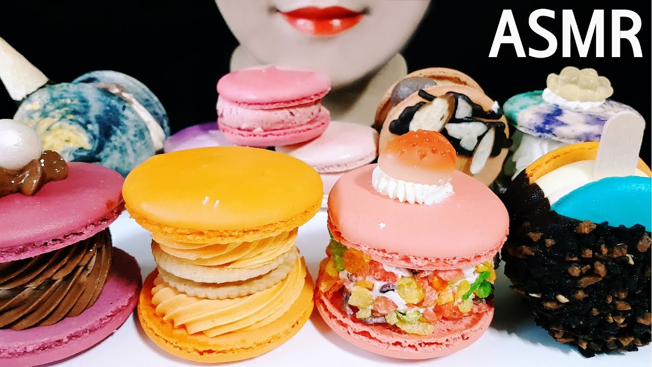 ASMR MACARON DESSERT 마카롱 *뚱카롱* 디저트 먹방 (EATING SOUNDS) NO TALKING MUKBANG 大王マカロン デザート