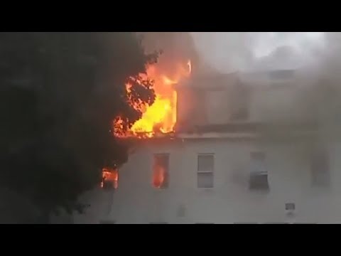 Buildings engulfed in flames after massive gas leak
