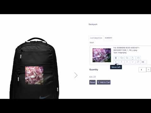 Show coordinates, rotation and scale information of uploaded image in the cart