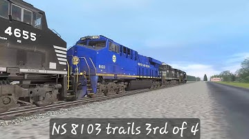 NS 8103 (N&W heritage) trails 3rd of 4th of High priority stack (Trainz 2022) 
