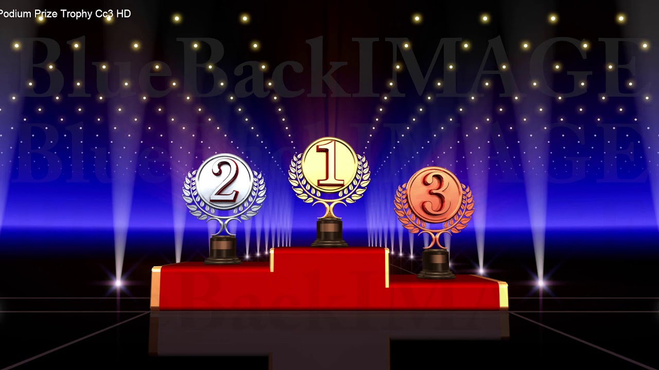 映像素材 動画素材 表彰台 表彰式 授賞式ゴールド アワード 勝利 競争 勝者 Podium Prize Trophy Cup Ba2 ...