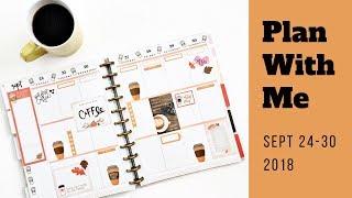 Plan with me - Sept 24-30 2018 BIG Happy Planner - coffee theme