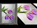 step by step acrylic painting on canvas for beginners Tulips painting | How to paint | Art Ideas