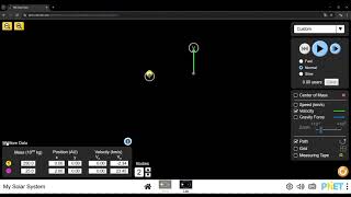 simulasi sains, khususnya simulasi PhET My Solar System