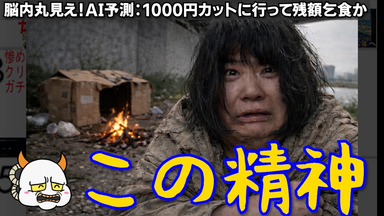 脳内丸見え！AI予測：1000円カットに行って残額乞食か あいぽんの毎日