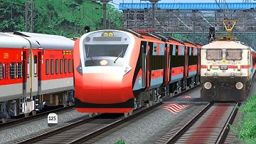 VANDE BHARAT OVERTAKE LHB RAJDHANI TRAIN | BUMPY RAILROAD | Train Simulator | Railwork | NTG GAMING