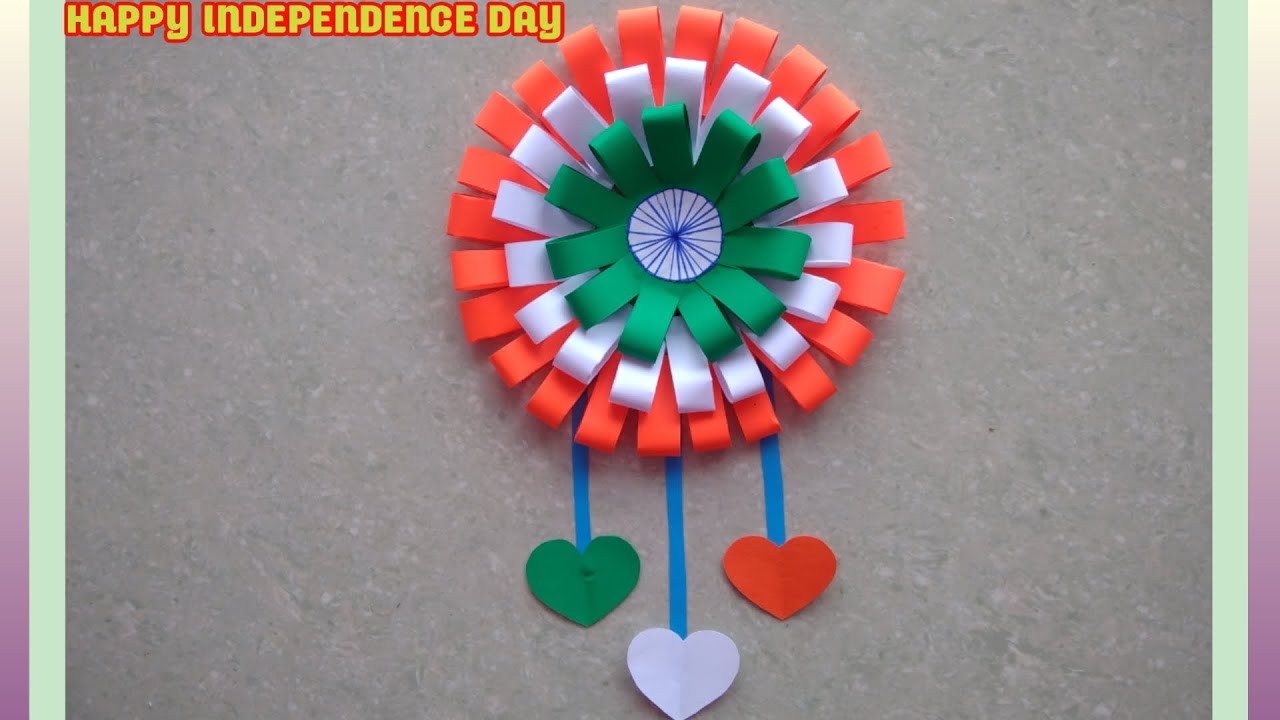 Independence Day Craft Ideas Tricolour Wall hanging Paper craft 15