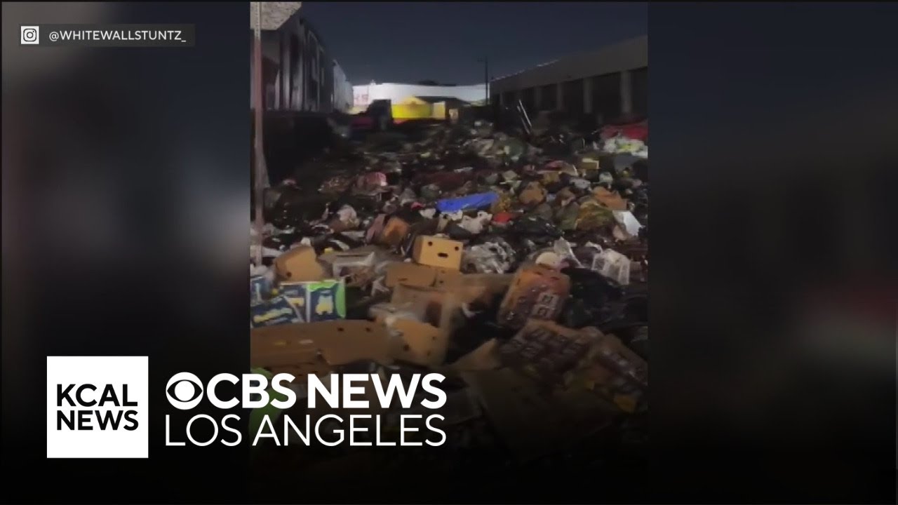 Tons of fruits and vegetables dumped onto downtown Los Angeles street