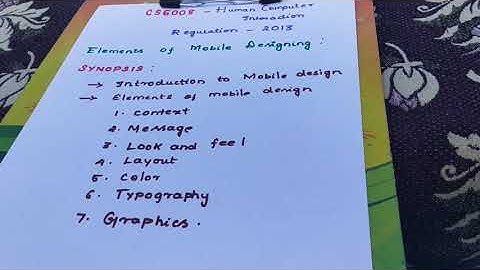 CS6008  - Human Computer Interaction|| Elements of Mobile Design
