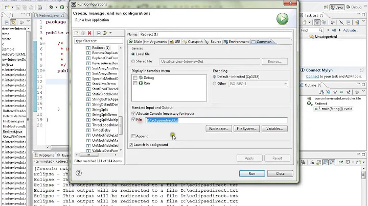 HOW TO REDIRECT ECLIPSE CONSOLE OUTPUT TO  A FILE DEMO