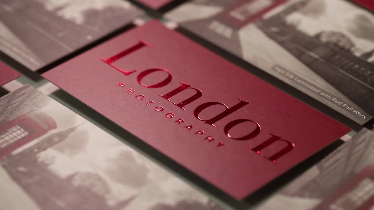 Silk Laminated Business Cards with Red Foil.