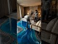 From raw concrete to a crystal resin river #epoxy #renovation #ytshorts