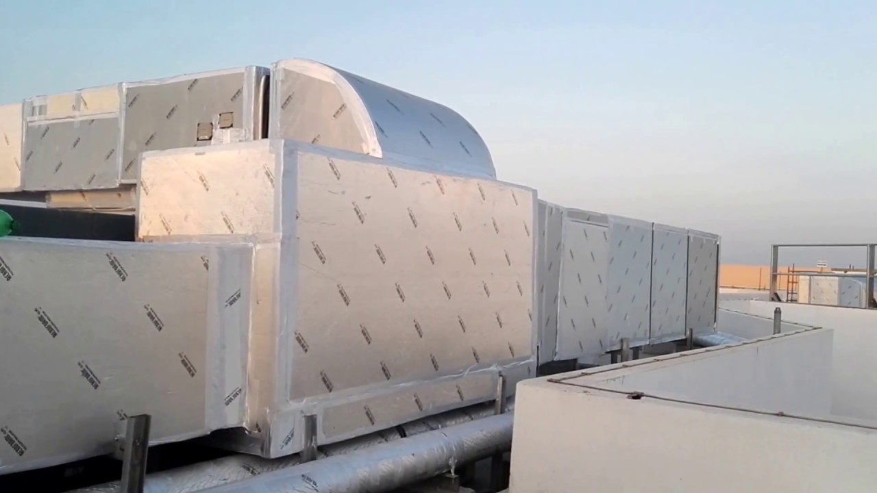 central air conditioning duct ahu installing in roof floor ac ac mechanical