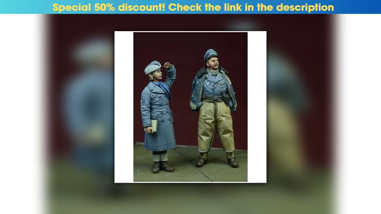 Flash Sale 1/35 resin figure unpainted model kit, German Air Force pilot and female assistant, wint