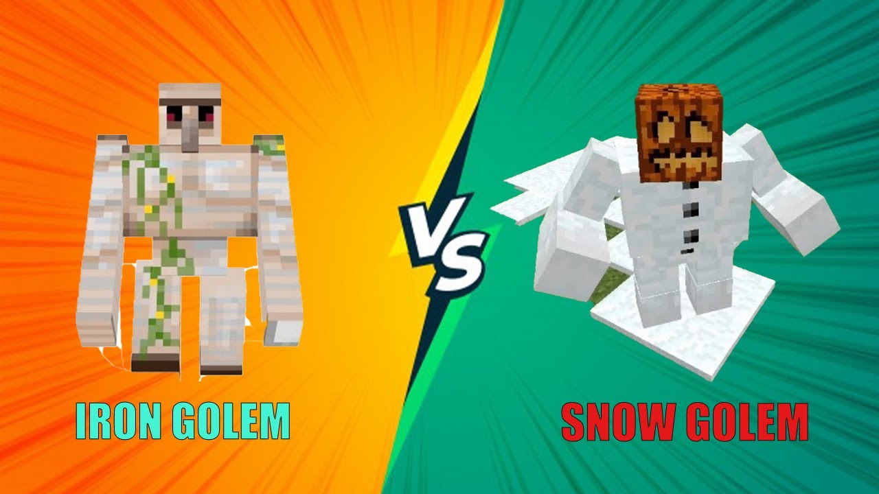 IRON GOLEM VS SNOW GOLEM FIGHT IN MINECRAFTMINECRAFT HINDI YouTube