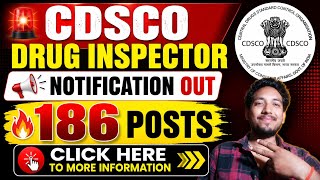 CDSCO Recruitment 2026 | Drug Inspector 186 Posts Notification Released 😱