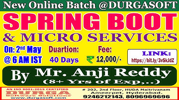SPRING BOOT & MICRO SERVICES Online Training @ DURGASOFT