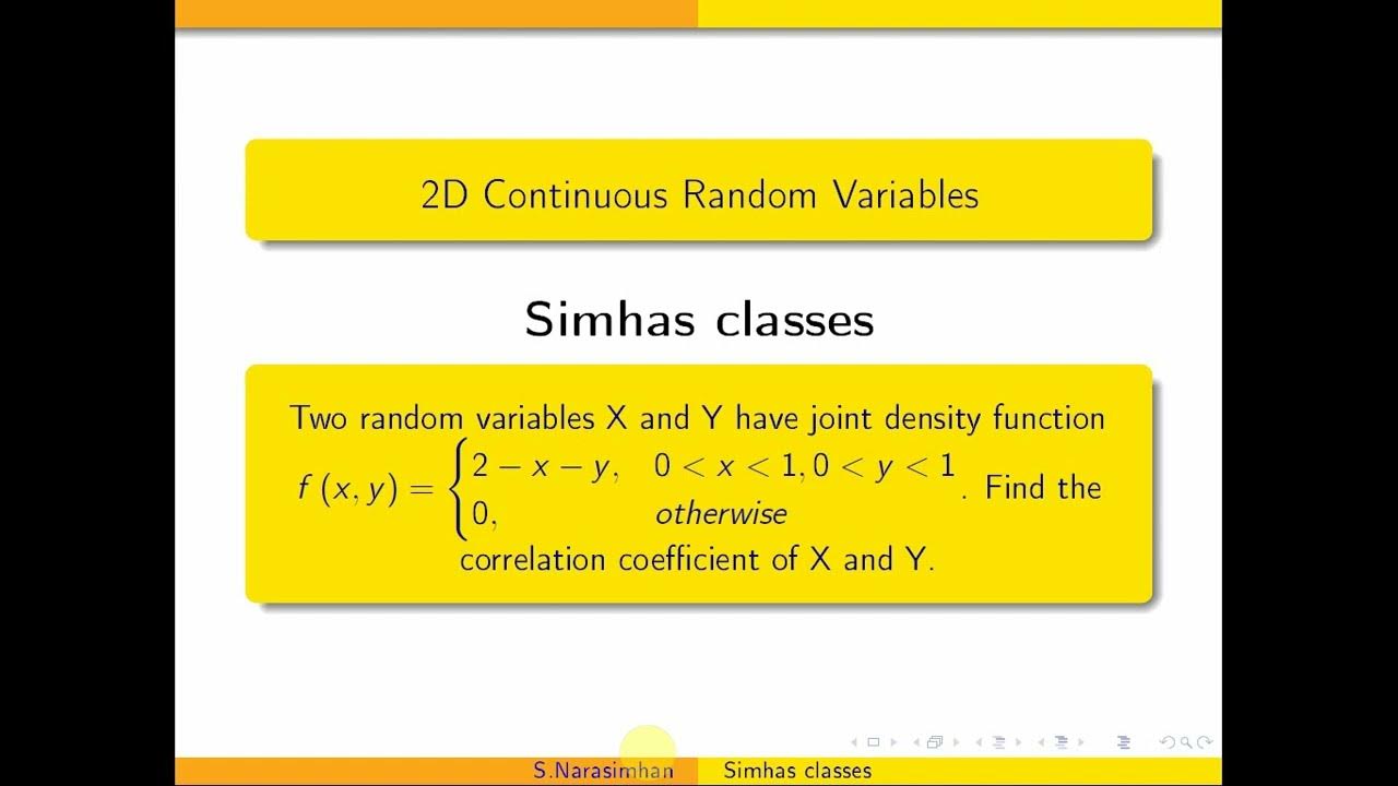 Correlation coefficient between 2 D Continuous Random variables X and Y ...