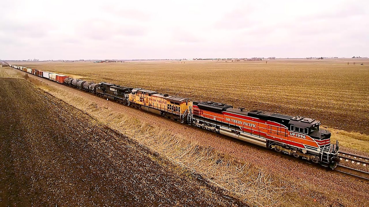 UP 1996 East - the  Southern Pacific Heritage Engine with Drone Views on 3-10-2016
