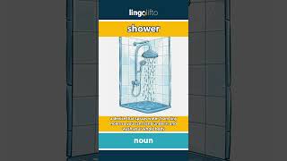Shower Meaning Flash Card Learn English Vocabulary