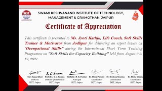 WORKSHOP ON OCCUPATIONAL SKILLS AT #SKIT #JAIPUR