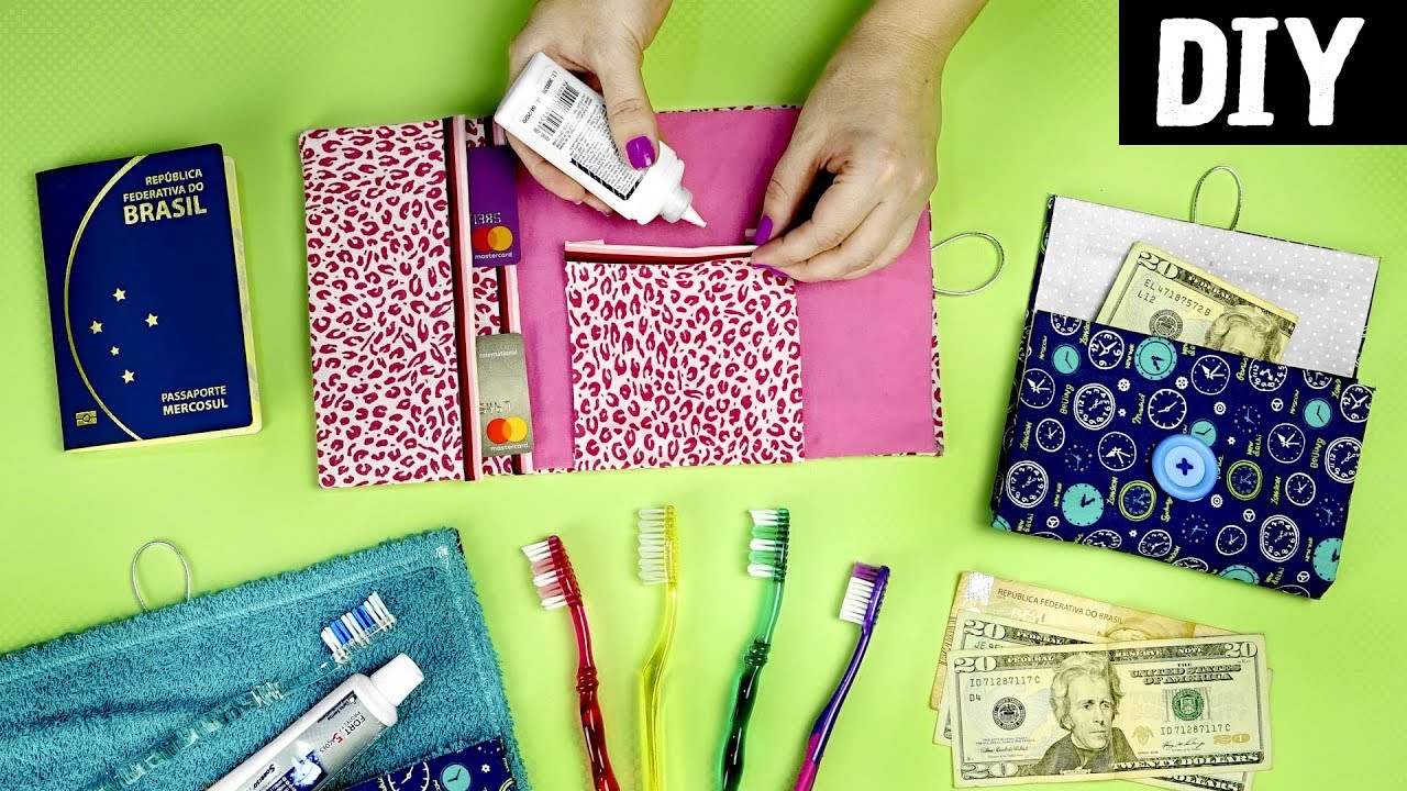 DIYS PARA VIAGEM 💼✈ 😍 Porta Passaporte e Necessaire sem Costura | Ft. Estevam pelo Mundo