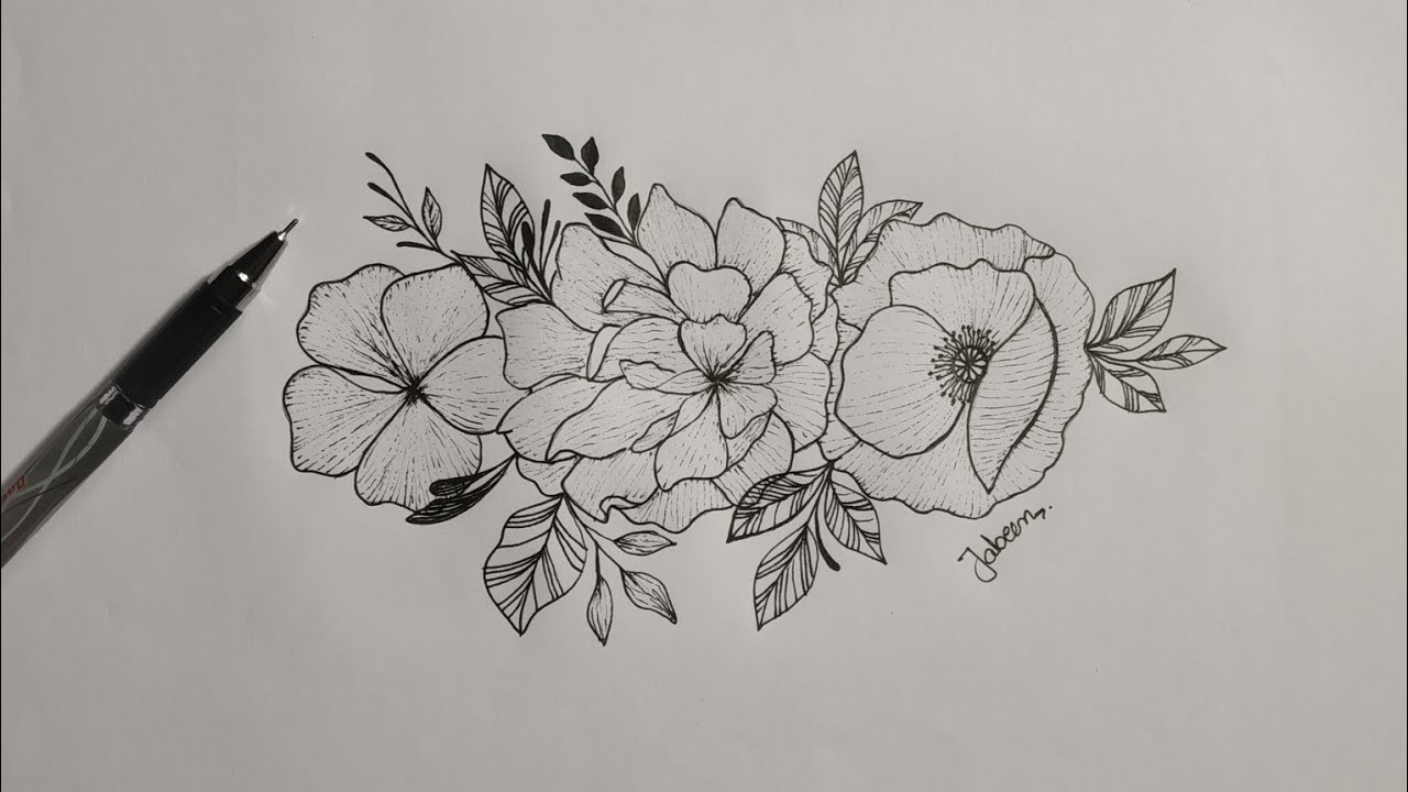 beautiful flowers drawing flower drawing with pen how to draw