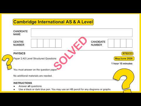 As level Physics 9702 May June 2026 Paper 23 SOLVED!!