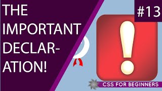 CSS Tutorial For Beginners 13 - The Important Declaration CSS Tutorial For Beginners 13 - The Important Declaration