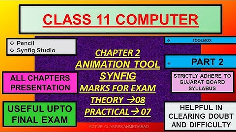 Animation tool using synfig chapter 2 part 2 computer class 11 gujarat board English medium