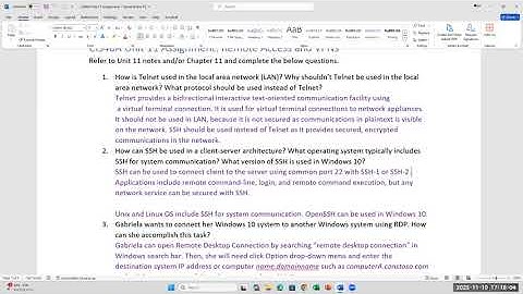 CIS-40A Unit 11 Lecture: Remote Access and VPN in Networks - Monday session