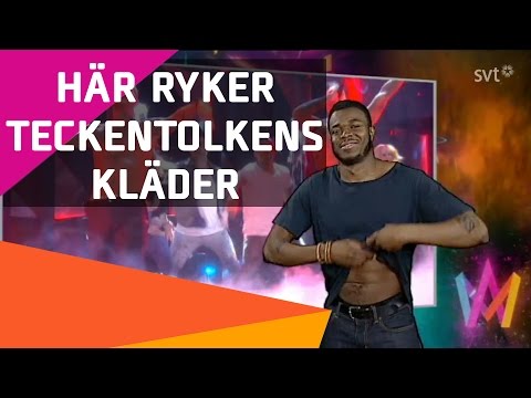 Samir & Viktors teckentolk tar av sig kläder i Melodifestivalen 2016