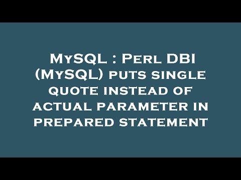 MySQL : Perl