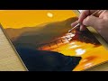 Easy Way to Paint a Sunset Scene / Acrylic Painting for Beginners