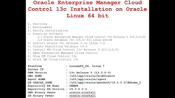 OEM 13c (13.5.0.0) - Oracle Enterprise Manager Cloud Control 13c Installation & Configuration