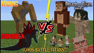 Godzilla VS Kong VS Attack on Titan (Shingeki No Kyojin)[Minecraft PE]