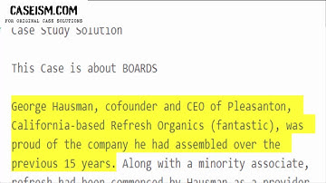 Refresh Organics Board of Directors: Three Vignettes  Case Study Help - Caseism.com