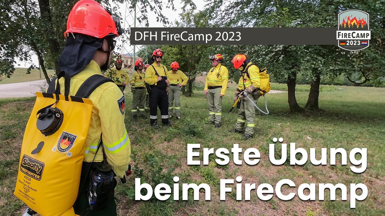 Erste Übung beim FireCamp - Löschrucksack und Wundstreifen 🚒
