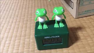 自宅動画】リズム時計 ケロクロック1(緑版)の開封&モニター鳴らし動画