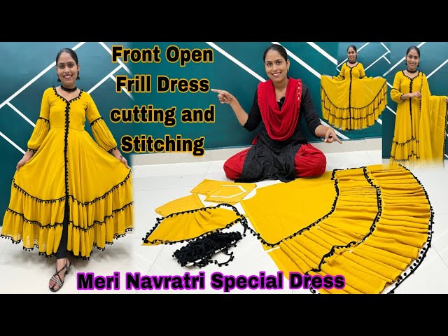 How to make designer gown cutting and stitching 11 to 12 year girl - YouTube