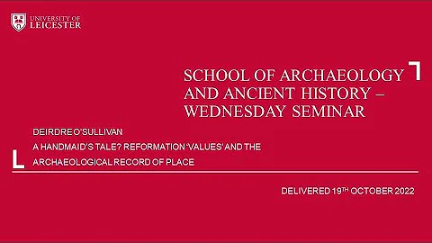 SAAH Wednesday Seminar - Deirdre O'Sullivan A Hand...