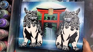 Spray Art: Transforming Two Shisa Dogs from Okinawa into Masterpieces by Spray Art Eden