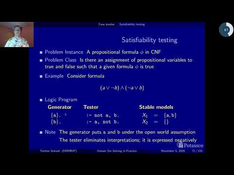 Answer set solving in practice, modeling, cases (sat)