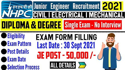 NHPC Recruitment 2021 | Eligibility | NHPC Form Fill up  | NHPC Exam Pattern | Latest Govt Jobs 2021