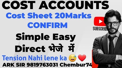 UNIVERSITY Solution |Cost sheet |सरल METHOD में सीखे! |tybcom sem5||Cost Account| ARK sir