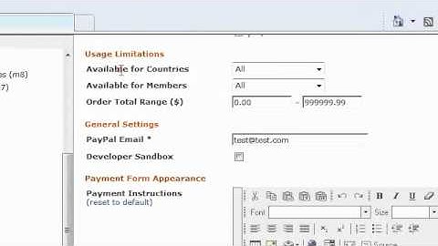 Payment Settings Paypal Standard